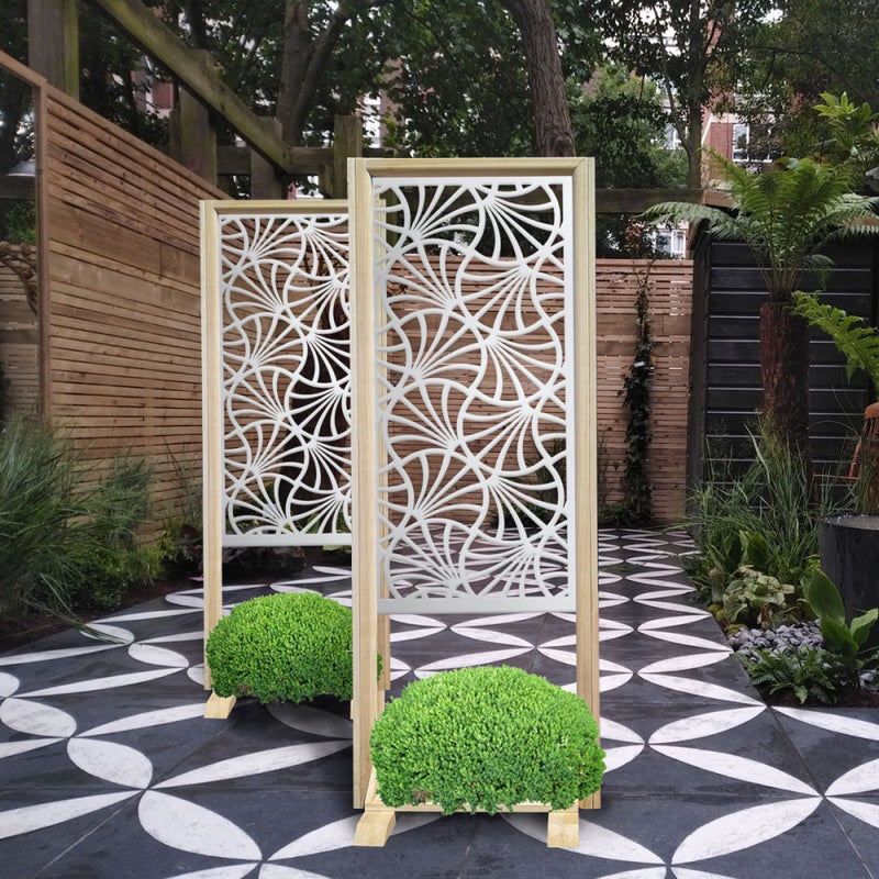 BELLS - Ścianka działowa - wolnostojąca ścianka modułowa - 70x190 cm - wykonana z drewna i PVC, kolor wewnętrzny BIAŁY