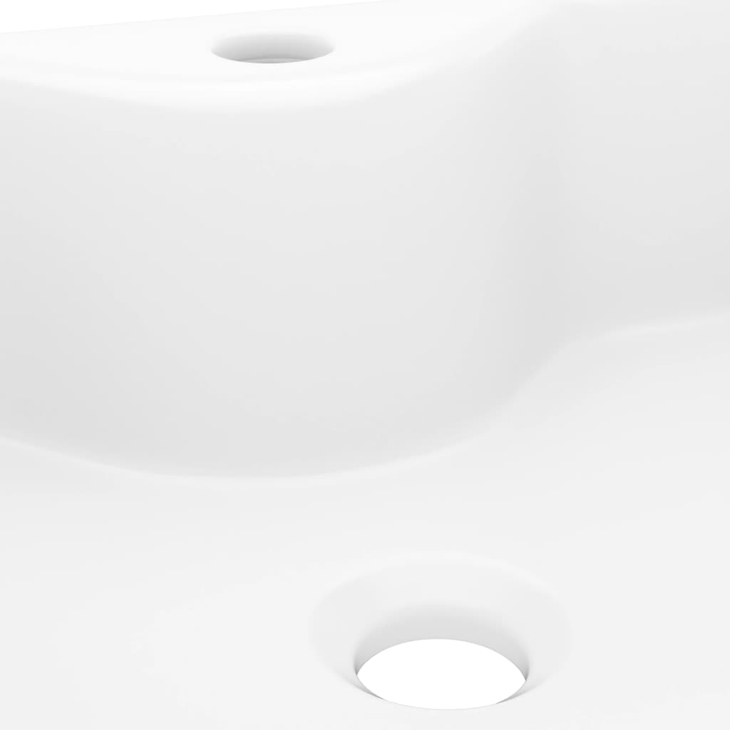 Vasque carré à trou pour robinet céramique blanc pour salle de bain vidaXL - 6