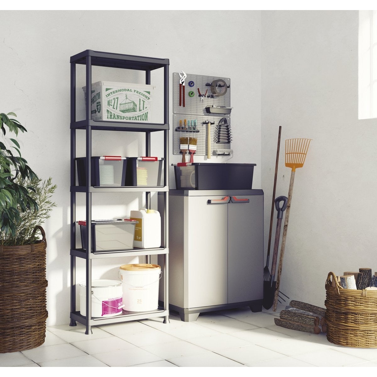 Armoire basse de Rangement Multifonctions Résine Étagères et Pieds 39 x 68 x 90 cm KETER - 5