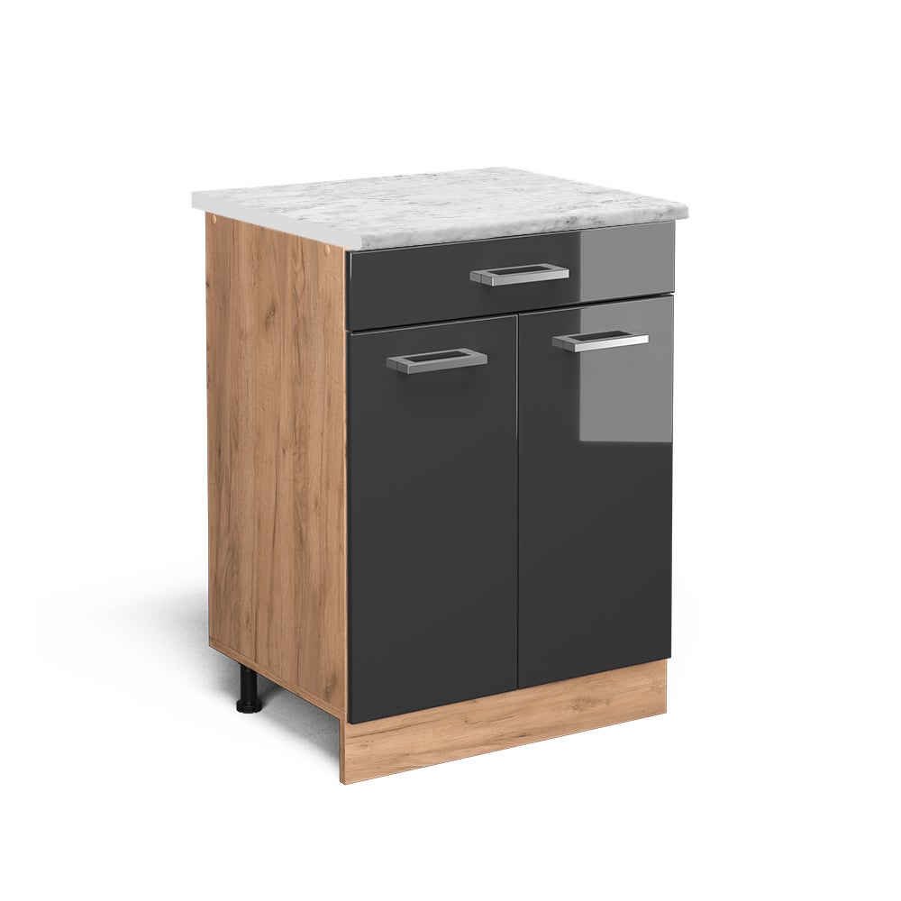 Vicco Szafka dolna do kuchni R-Line, Antracyt wysoki połysk, 60 cm BR Marmur