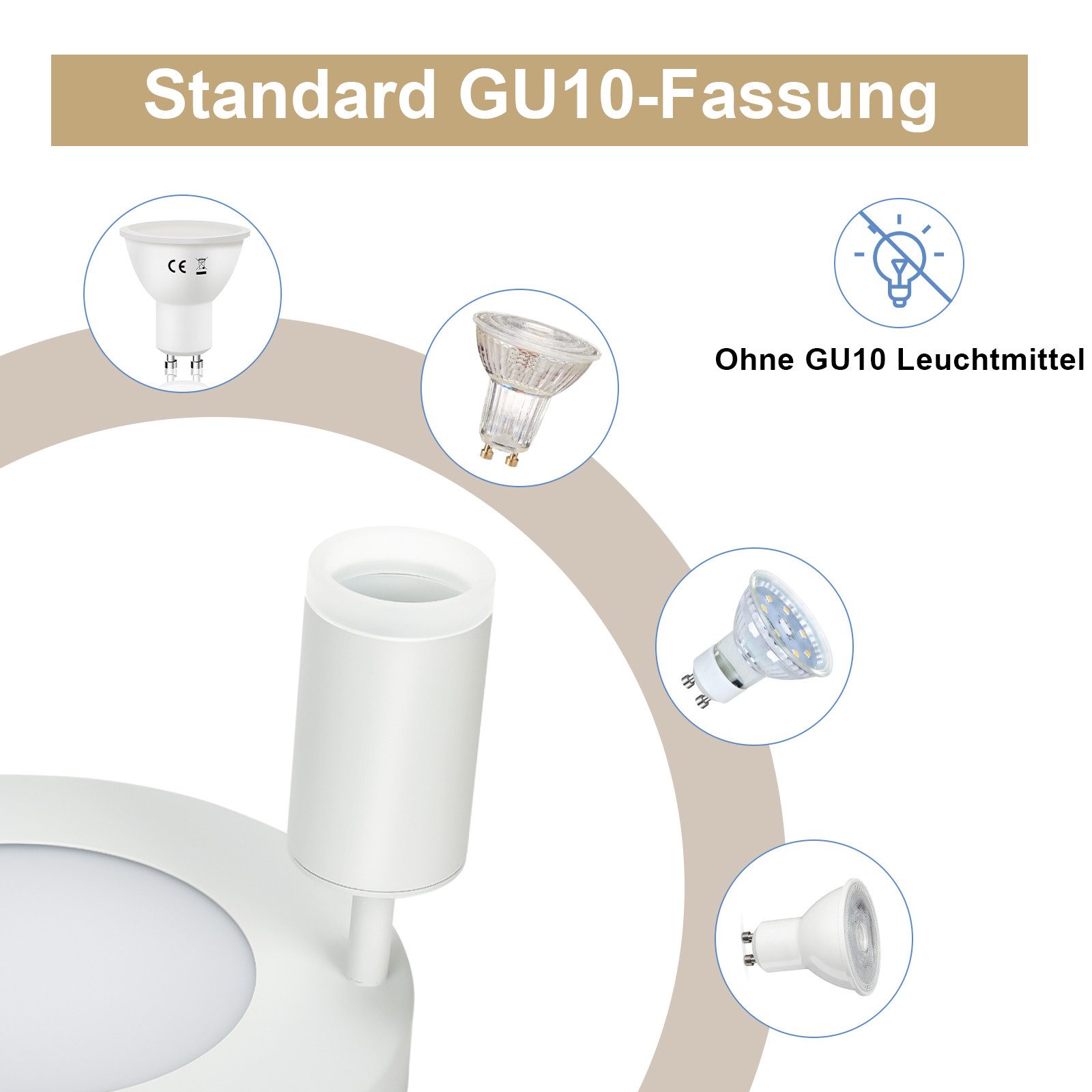 NETTLIFE Spot de plafond 2 ampoules GU10 20W chambre 3000k Pivotant Pivotant en métal à 350° - 2