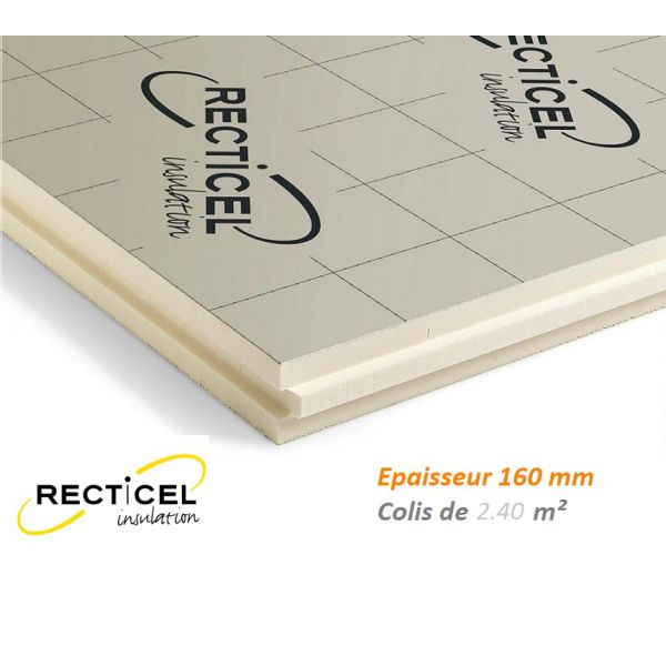 Eurotoit® M 160 mm Colis de 2.40 m² R7.25 Panneau polyuréthane 1200X1000 mm pour le toit de marque Recticel