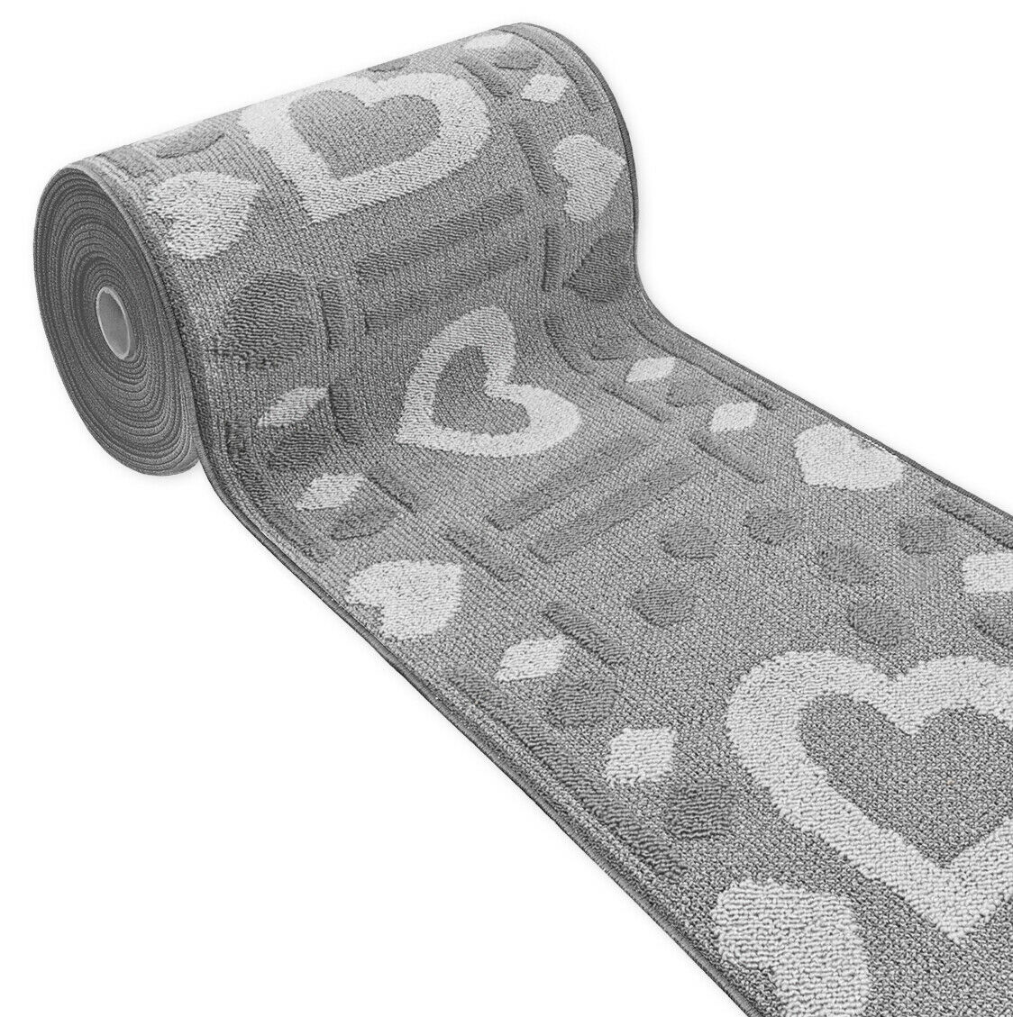 Alfombra de cocina 50x110 cm tejido 3d corredor absorbente base antideslizante corazón gris