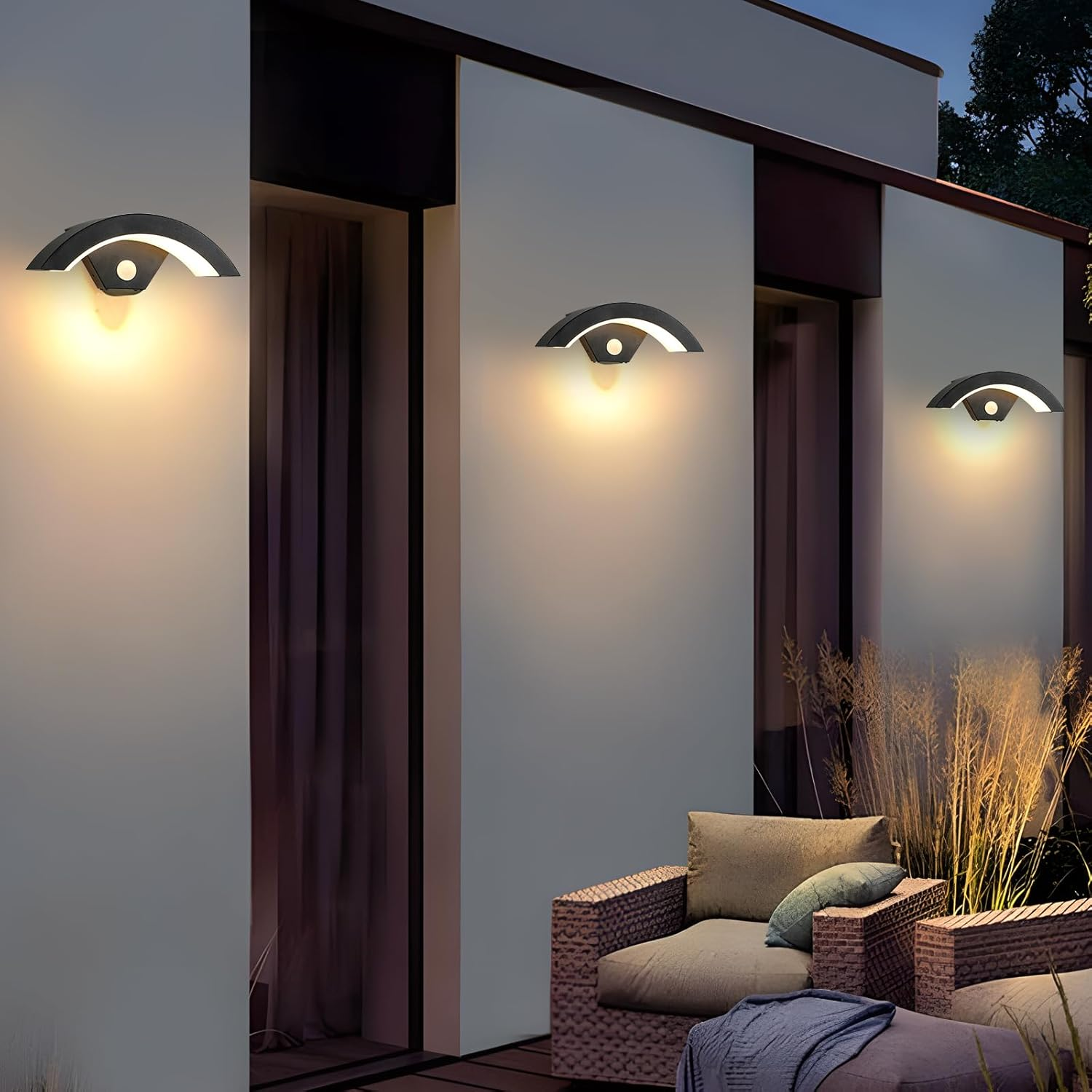 2 sztuki kinkietu LED z czujnikiem ruchu, 24 W, aluminiowa lampa ogrodowa LED, do użytku na zewnątrz i wewnątrz, wodoodporna, ciepła barwa światła - 3