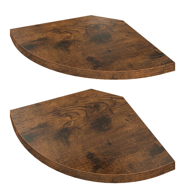 Étagère d'Angle Murale Lot de 2, Étagère Flottante Gain de Place, 20 x 20 x 1,2 cm, Marron Rustique