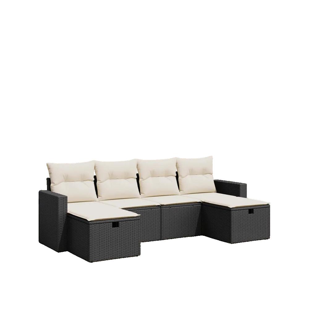 Zestaw mebli ogrodowych vidaXL 6 szt. rattan syntetyczny czarny zdejmowane poduszki