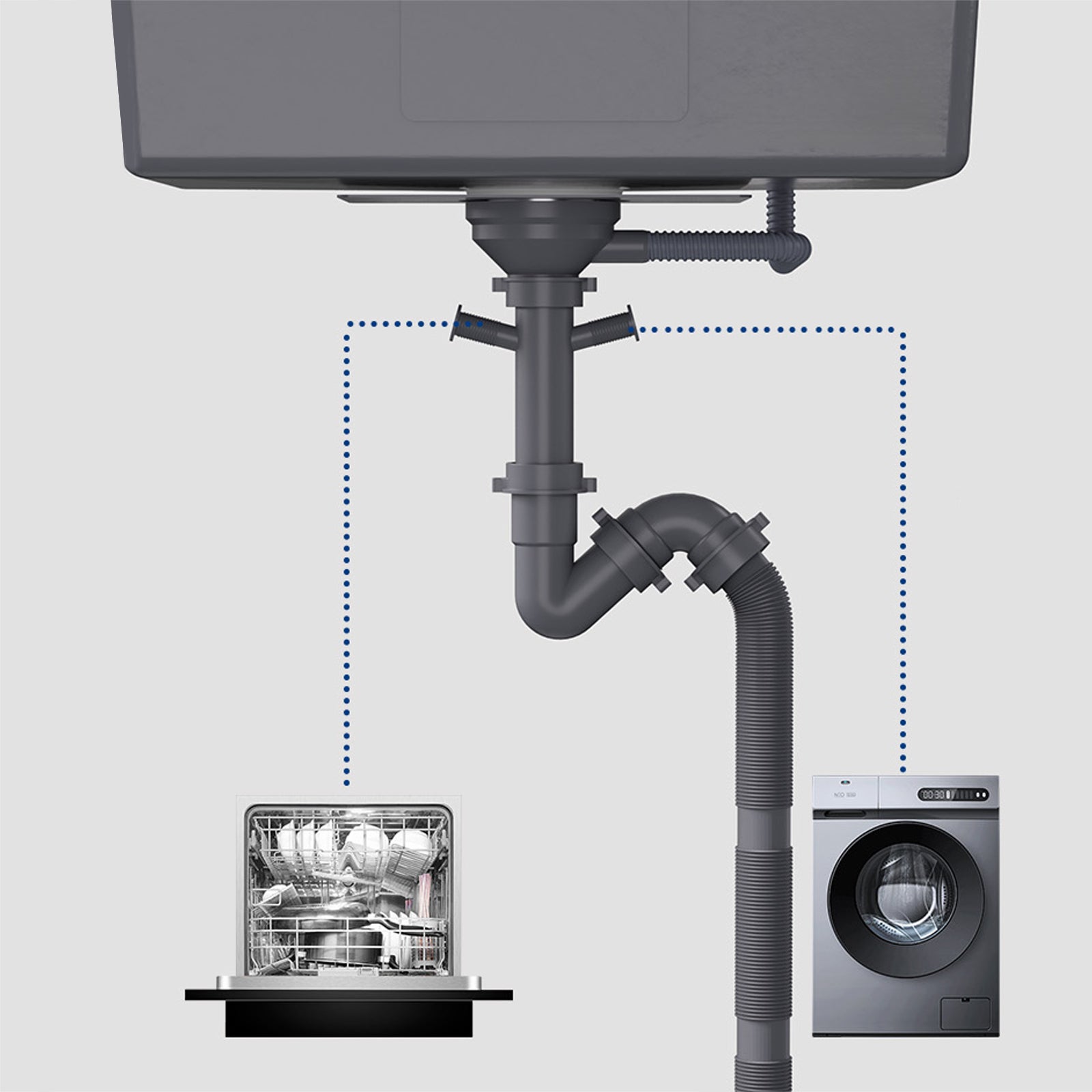 Évier 1 Bac 68×48x21CM avec Vasque + Distributeur de Savon - Évier Inox Noir 2 méthodes d'installation - 7