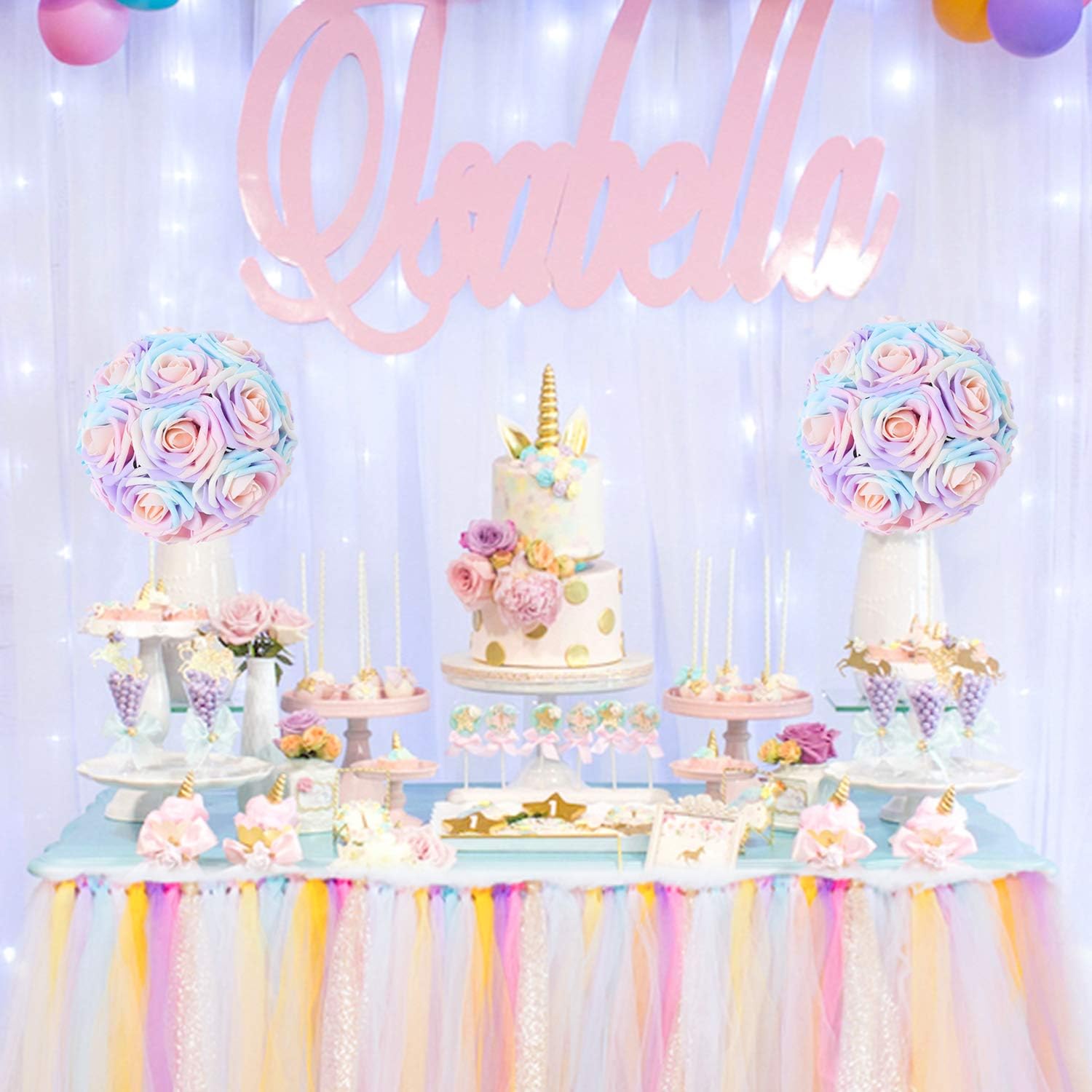 Whaline 8 rose artificiali arcobaleno per San Valentino, realistiche al tatto, in seta, rose finte per bouquet fai da te, feste di nozze, baby shower, decorazioni per la casa