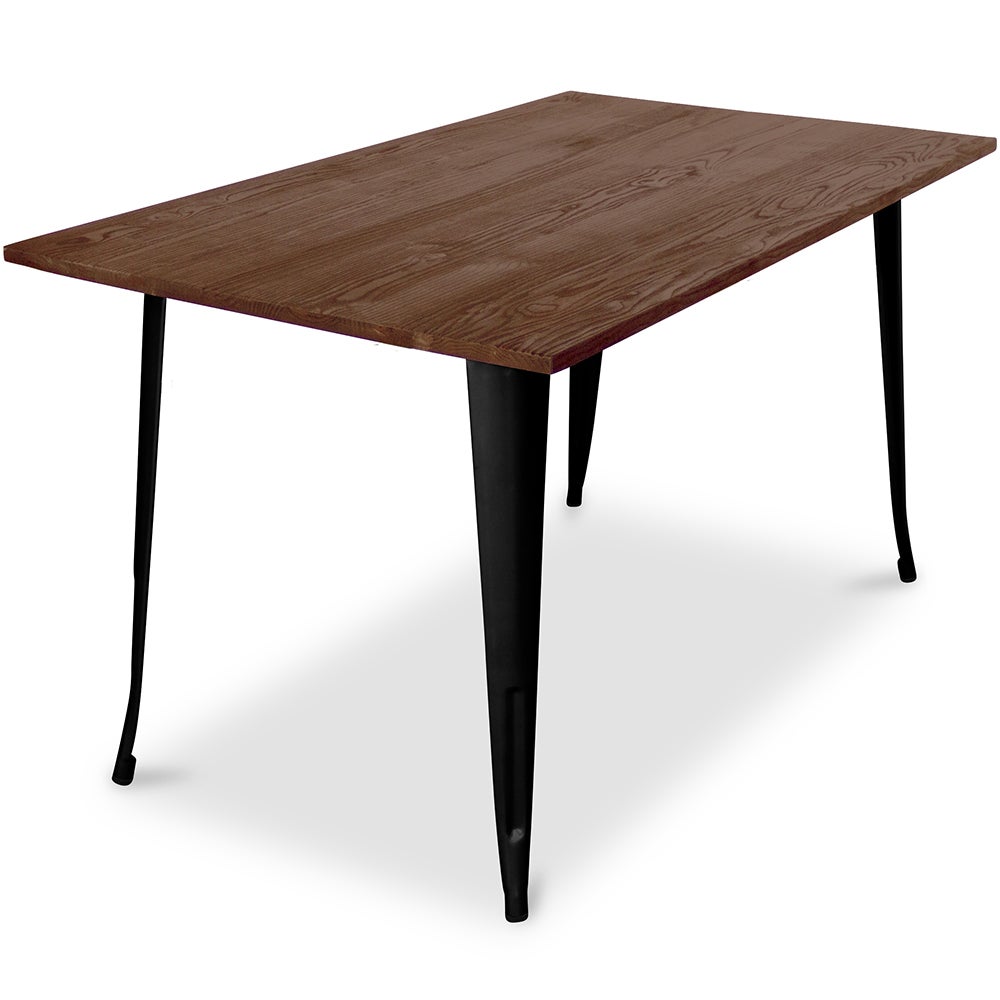 Table à manger industriel - 140 cm - Bois foncé - Metalix Noir | Leroy ...