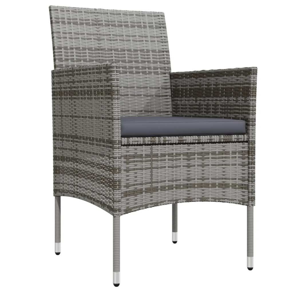 Ensemble de salle à manger de jardin et coussins 5pcs Gris/noir - 3