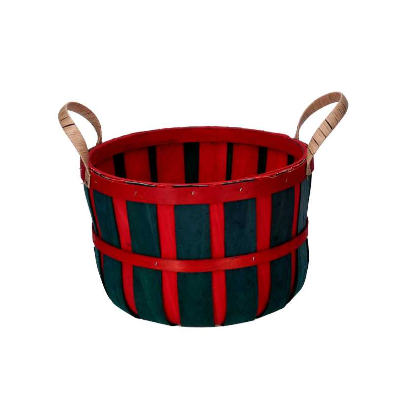 Cesta vimini 1-3 verde e rosso tondo cm ø28h18 - 2