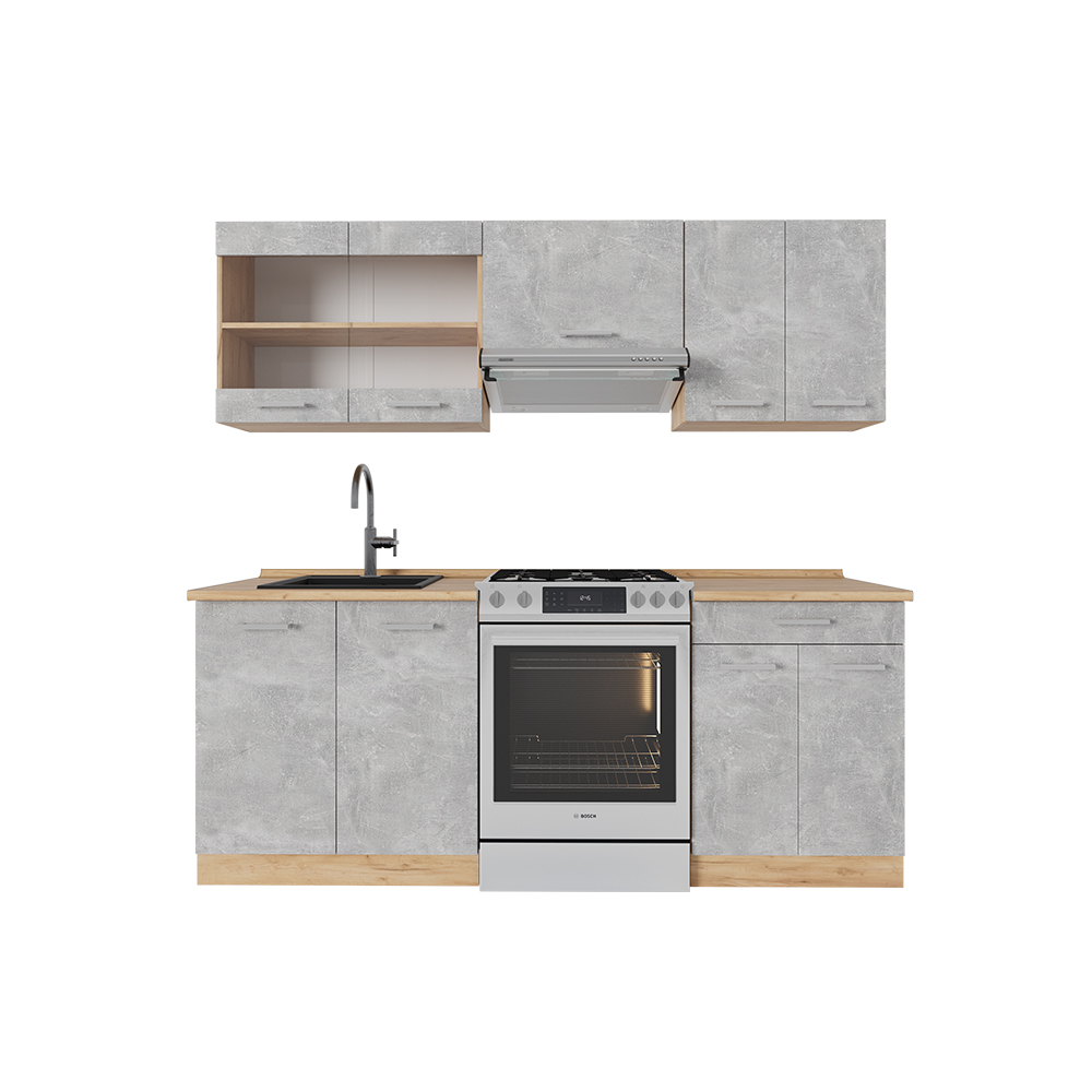Vicco Cuisine R-Line, Artisan chêne/blanc, 200cm , PT Anthracite | Leroy Merlin