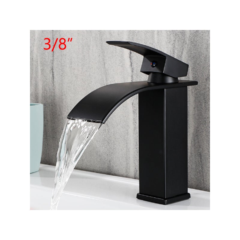 Bezrurowa bateria łazienkowa, 3/8", bateria wodospadowa, nowoczesne czarne wykończenie