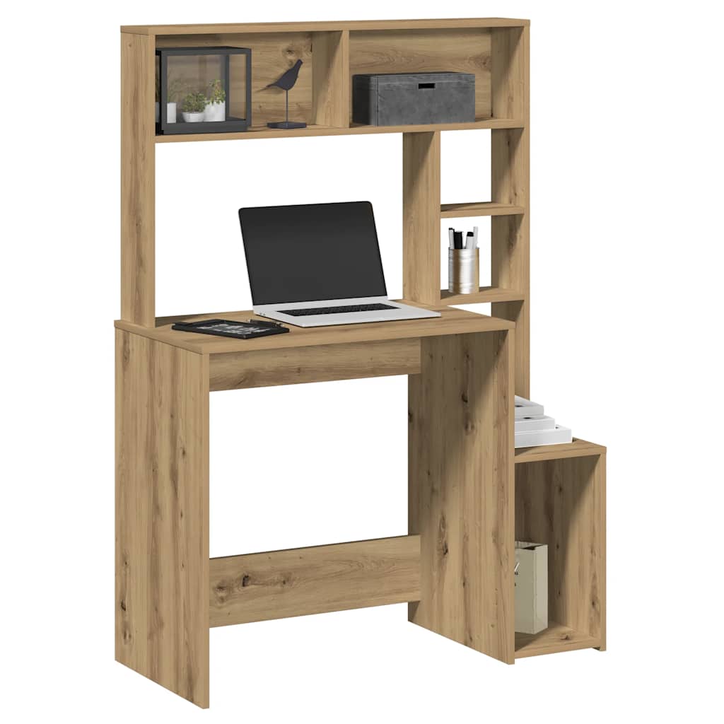 Bureau avec étagères chêne artisanal Bois d'ingénierie | Leroy Merlin