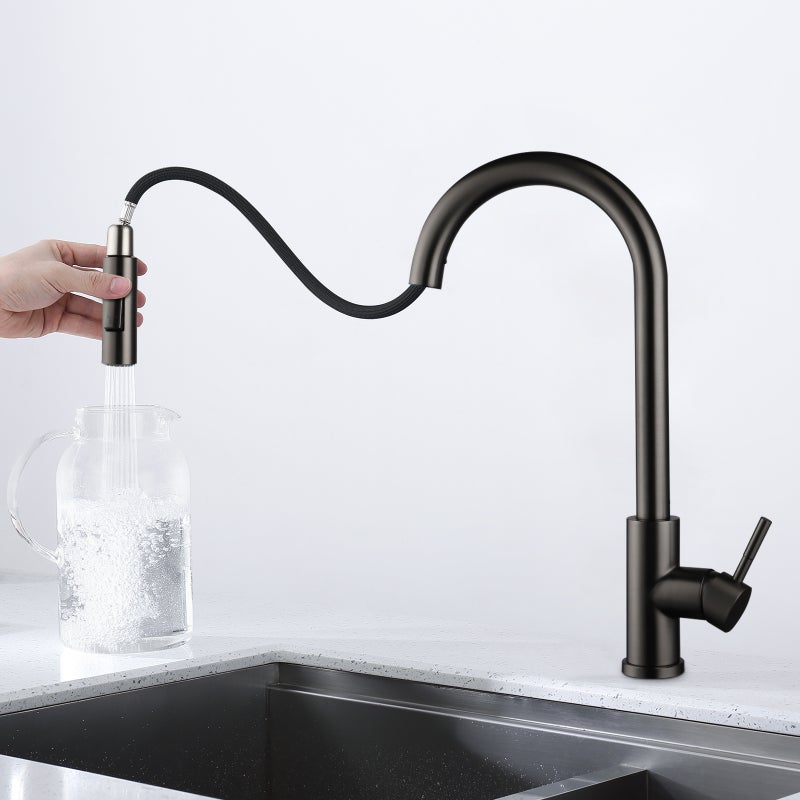 LOVHAUS Bateria Kuchenna Niskociśnieniowa, Bateria Kuchenna Wysuwana z 2 Trybami, Bateria Mieszająca ze Stali Nierdzewnej