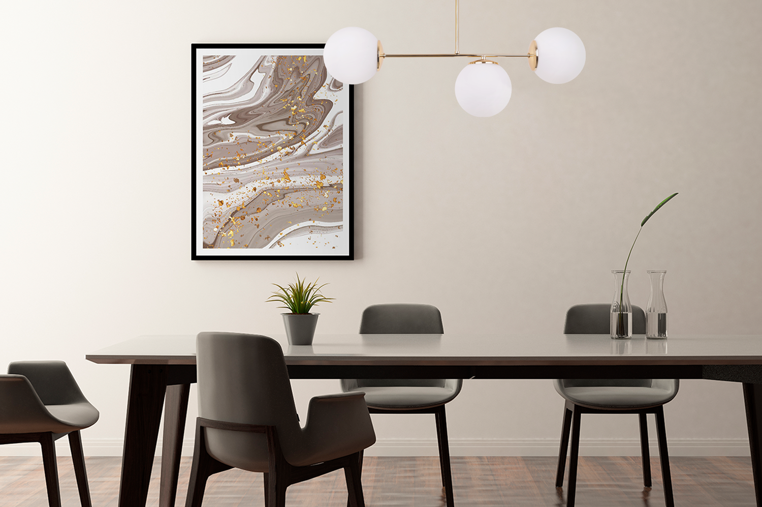 Lampa sufitowa wisząca Siena modern 3xE14 abażur kula złota/biała Light Home LH - 3