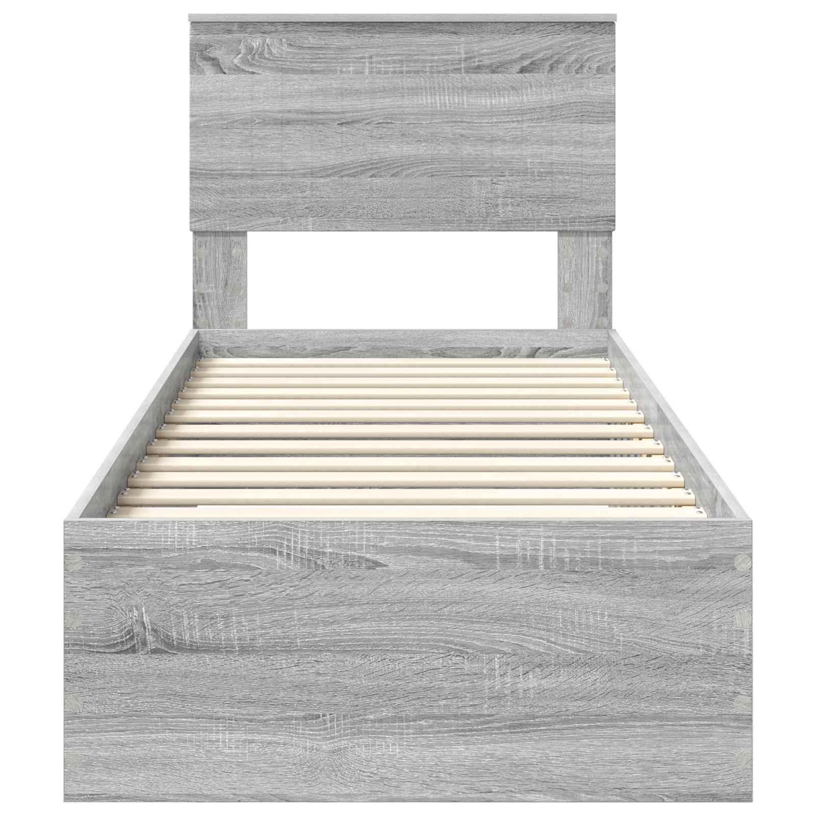 Cadre de lit avec tiroir, gris et argent, pour la chambre, 75 × 190 cm - 7