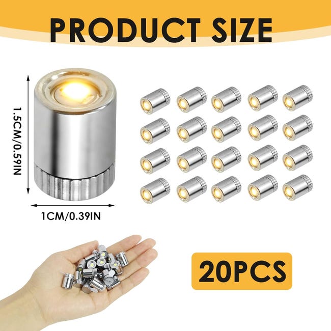 20 Mini Luci LED A Batteria Con Adesivi - Illuminazione Fai Da Te Per Casa Delle Bambole, Diorami, Modellismo E Decorazioni Natalizie