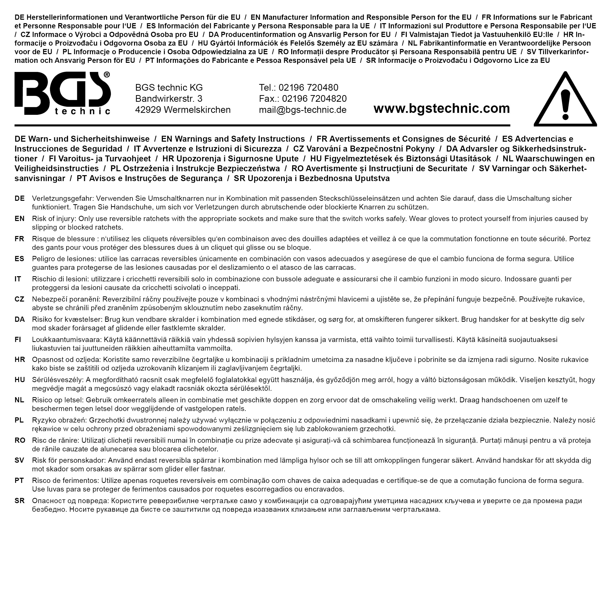 Cliquet réversible BGS - 12,5 mm - 519 - 9