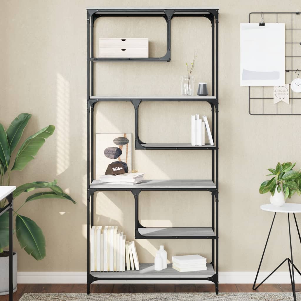 Regał vidaXL Sonoma Szary 81x36x176 cm z Drewna Inżynieryjnego i Metalu
