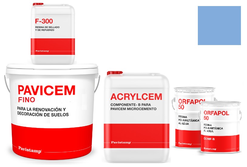 Kit microcemento 8 m2 bicomponente para paredes de yeso o pladur - poliuretano brillo-azul