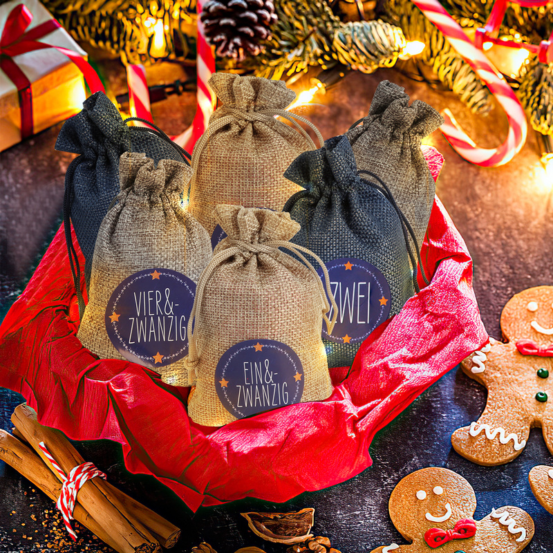 Borsa del calendario dell'Avvento,24 calendari dell'Avvento fai-da-te,borsa di stoffa del calendario dell'Avvento di Natale,borsa a sorpresa - 5