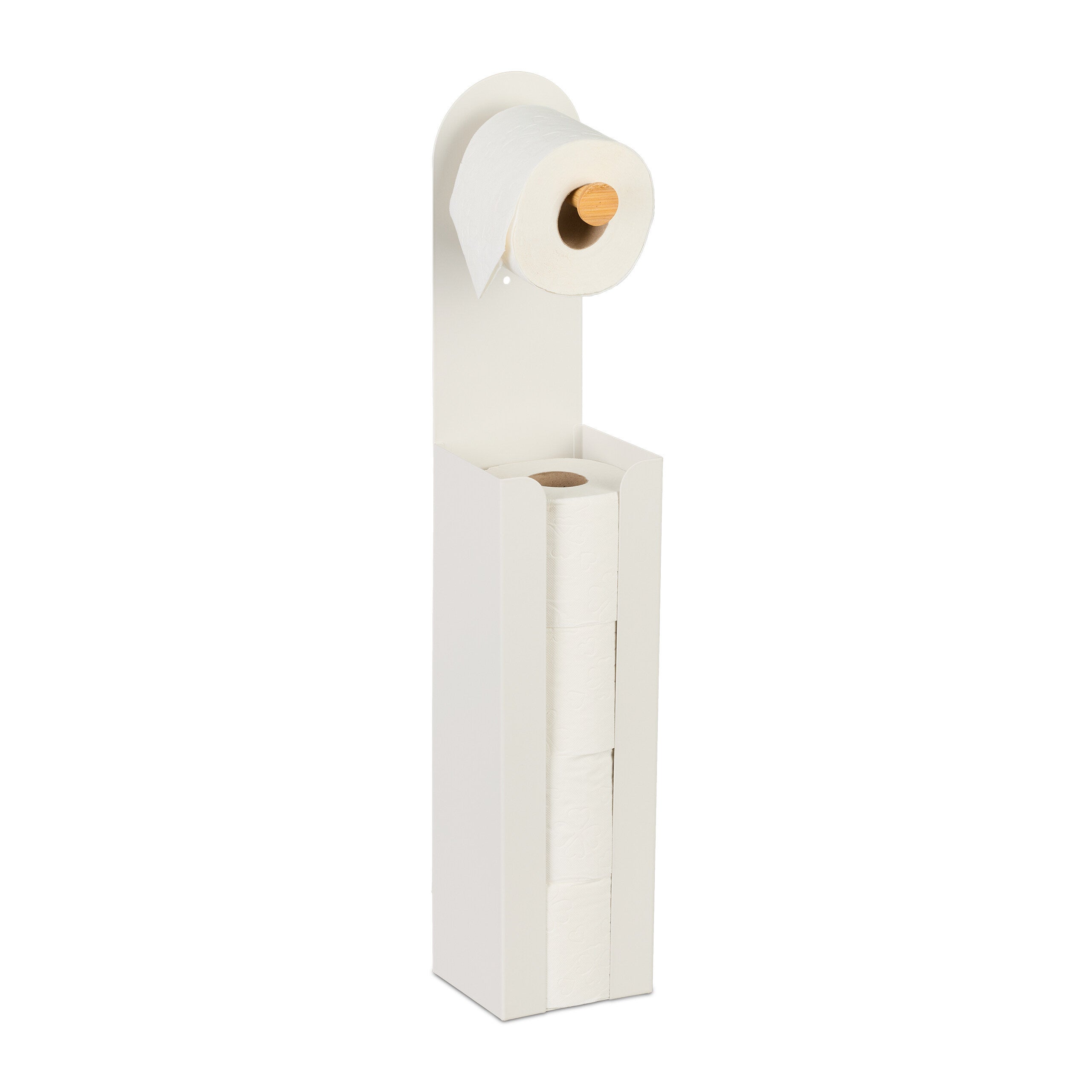 Scopino Bagno Wc Con Porta Carta Igienica Relaxdays Piantana Portarotolo Di Carta Igienica Da Bagno, Supporto Rotoli Cartaigienica, Ferro E Bambù, Naturale Nero | Leroy Merlin Porta Carta Igienica E Scopino Da - 3
