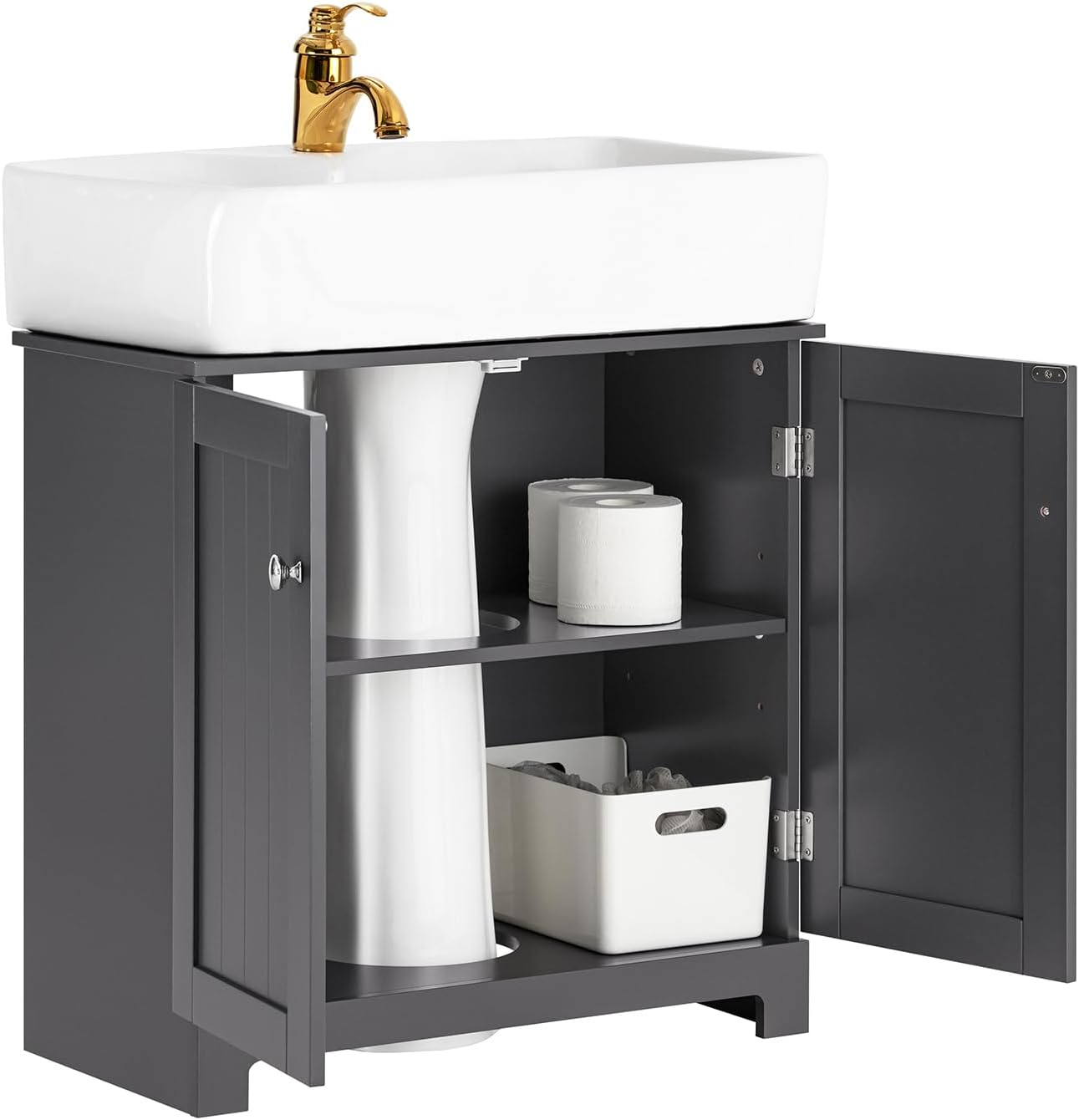SoBuy Szafka pod umywalkę Łazienkowa ciemnoszary BZR18-II-DG