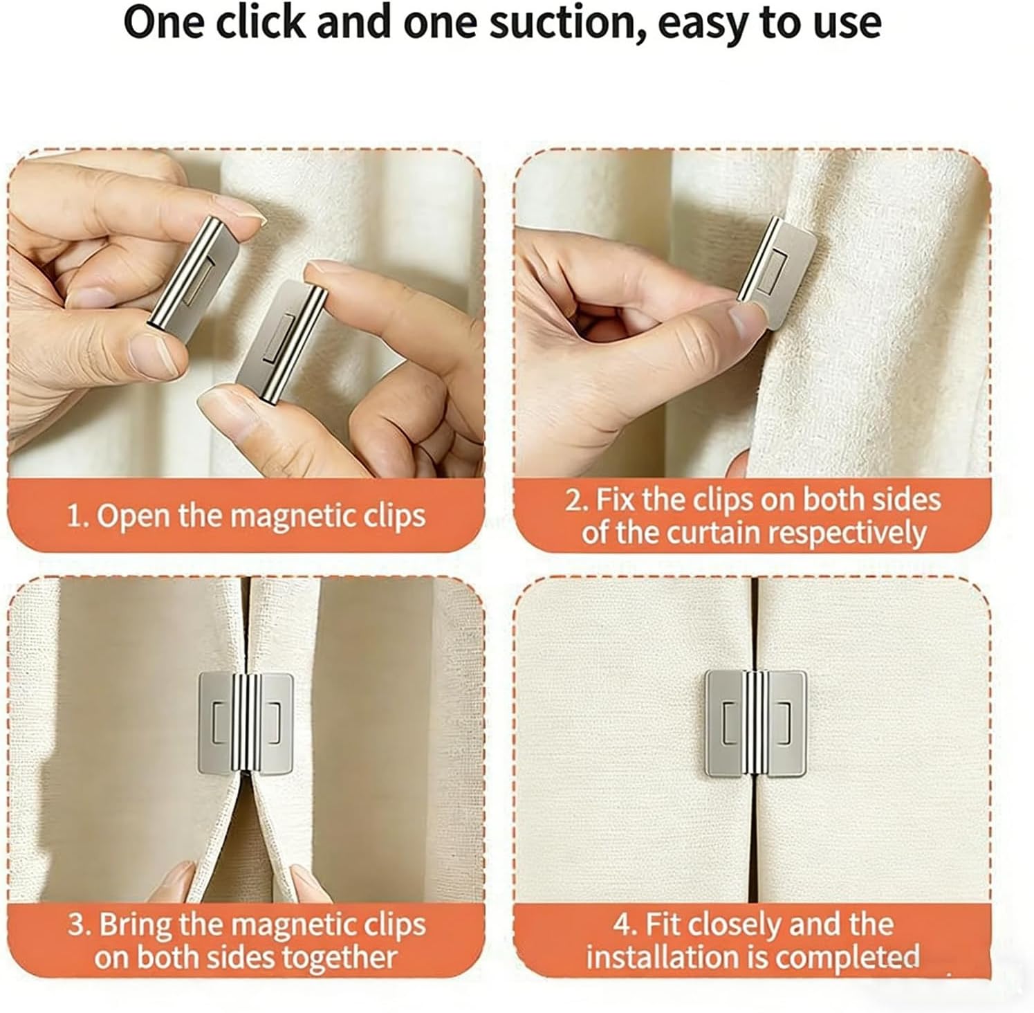 Embrasses magnétiques pour rideaux,Clips décoratifs et amovibles , Empêchent efficacement les fuites de lumière (Lot de 5) - 5
