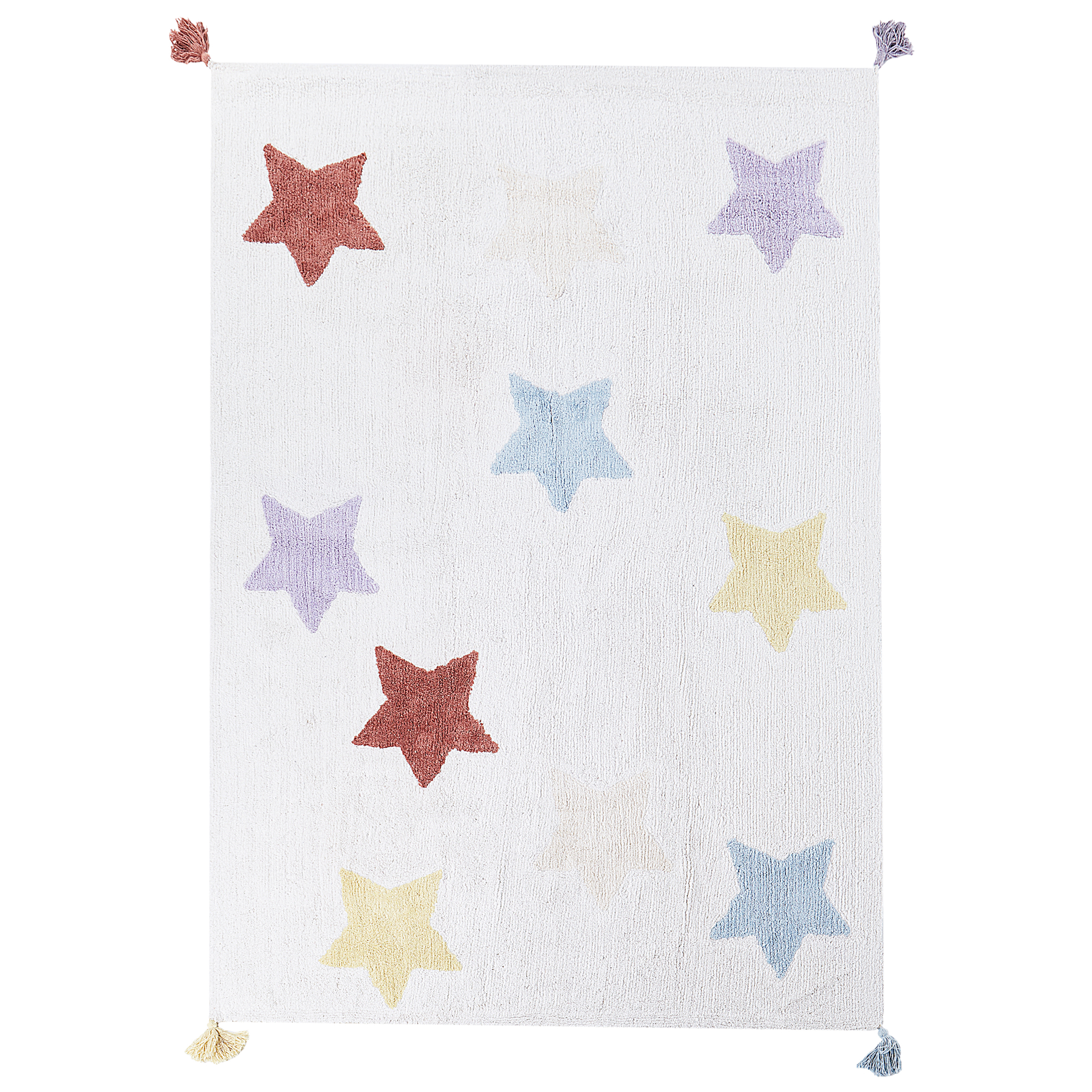 Beliani alfombra de algodón multicolor motivo estrellas 140 x 200 cm merevi