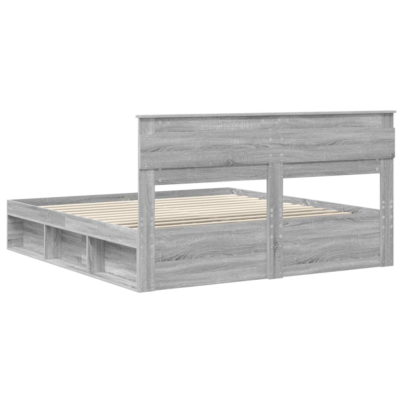 Cadre de lit gris en bois de pin massif pour la chambre, 200 × 200 cm - 9