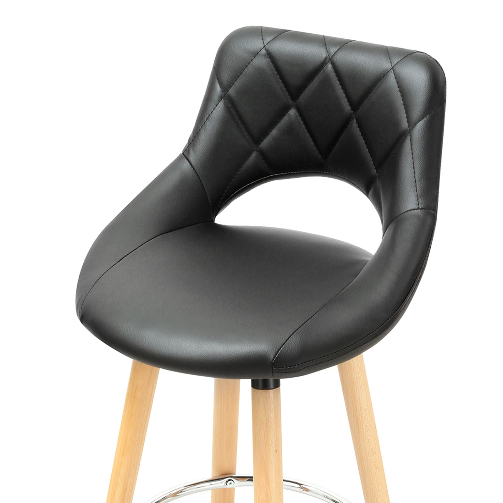 WOLTU Lot de 2 Tabouret de bar avec dossier et repose-pieds. Fait de similicuir et bois massif.Siège bien rembourré. 43x43x91cm.Noir - 3
