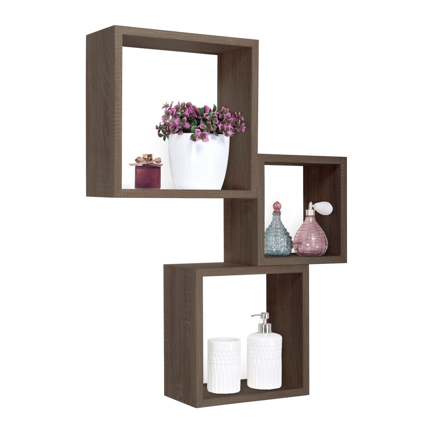 Étagères cubiques murales Lot de 3 cubes modulaires Noyer mod. InCubo - 6