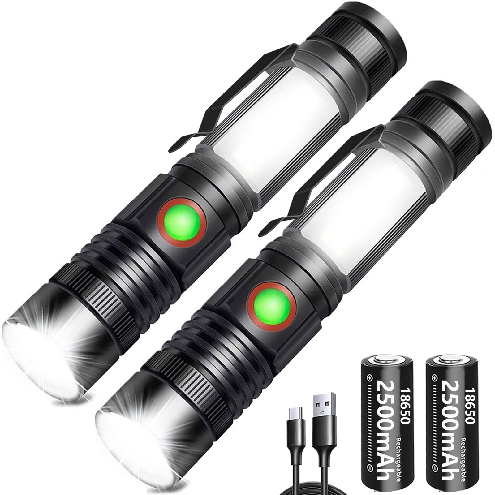 Linterna Recargable De Alto Lúmenes, Súper Brillante De 20000 Lúmenes, Luz De Flash De Alta Potencia Linterna De Mano Puerto De Carga Tipo C