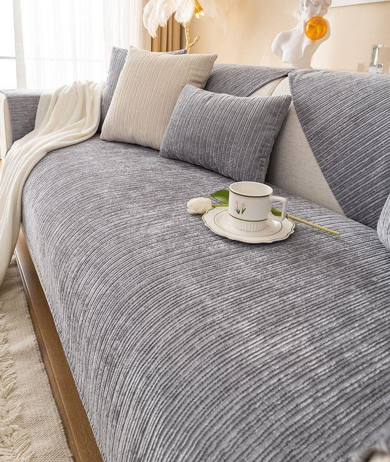 Cuscino antiscivolo per divano, cuscino di protezione per divano, antisporco, protezione antigraffio per gatti, grigio, 70 x 150 cm - 3