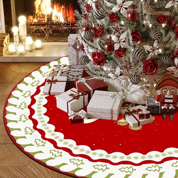 LIOOBO Gonna per Albero Natale Stampa Creativa Copertura per Albero di Natale Base in Feltro Grembiule Avvolgente Tappeto Piede per Festa Arredamento Esterno 30cm LIOOBO Gonna per Albero Natale Stampa Creativa Copertura per Albero di Natale Base in Feltro Grembiule Avvolgente Tappeto Piede per Festa Arredamento Esterno 30cm
