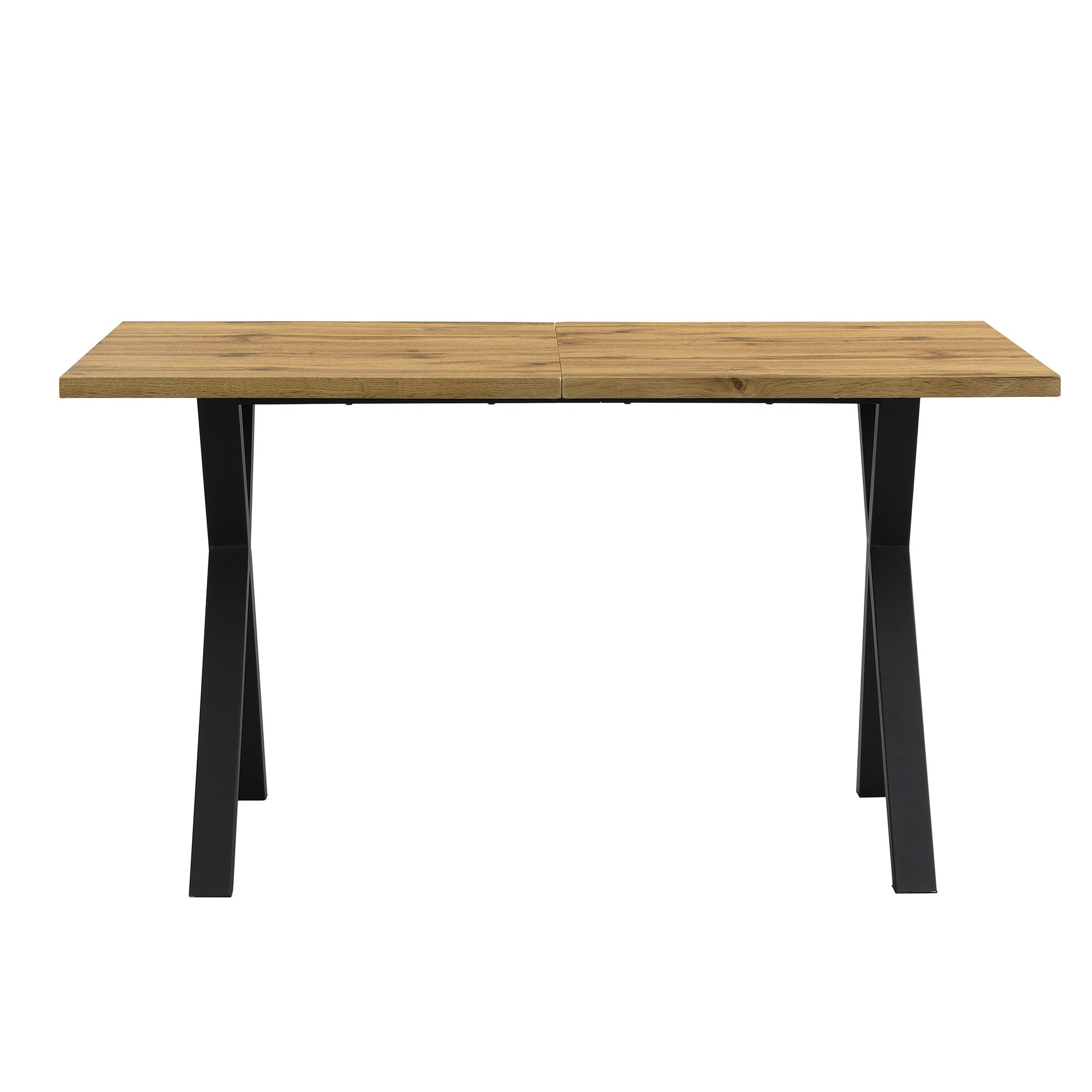 Mesa de comedor para 6 cubiertos, madera MDF + metal, negro y roble, 140 x 80 x 76 cm - 5