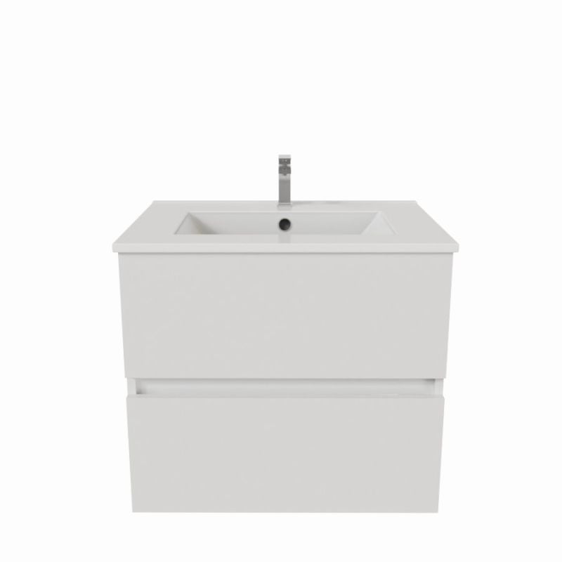 Meuble salle de bain suspendu 60 cm ROSALY | coloris : | plan vasque : Céramique - 4
