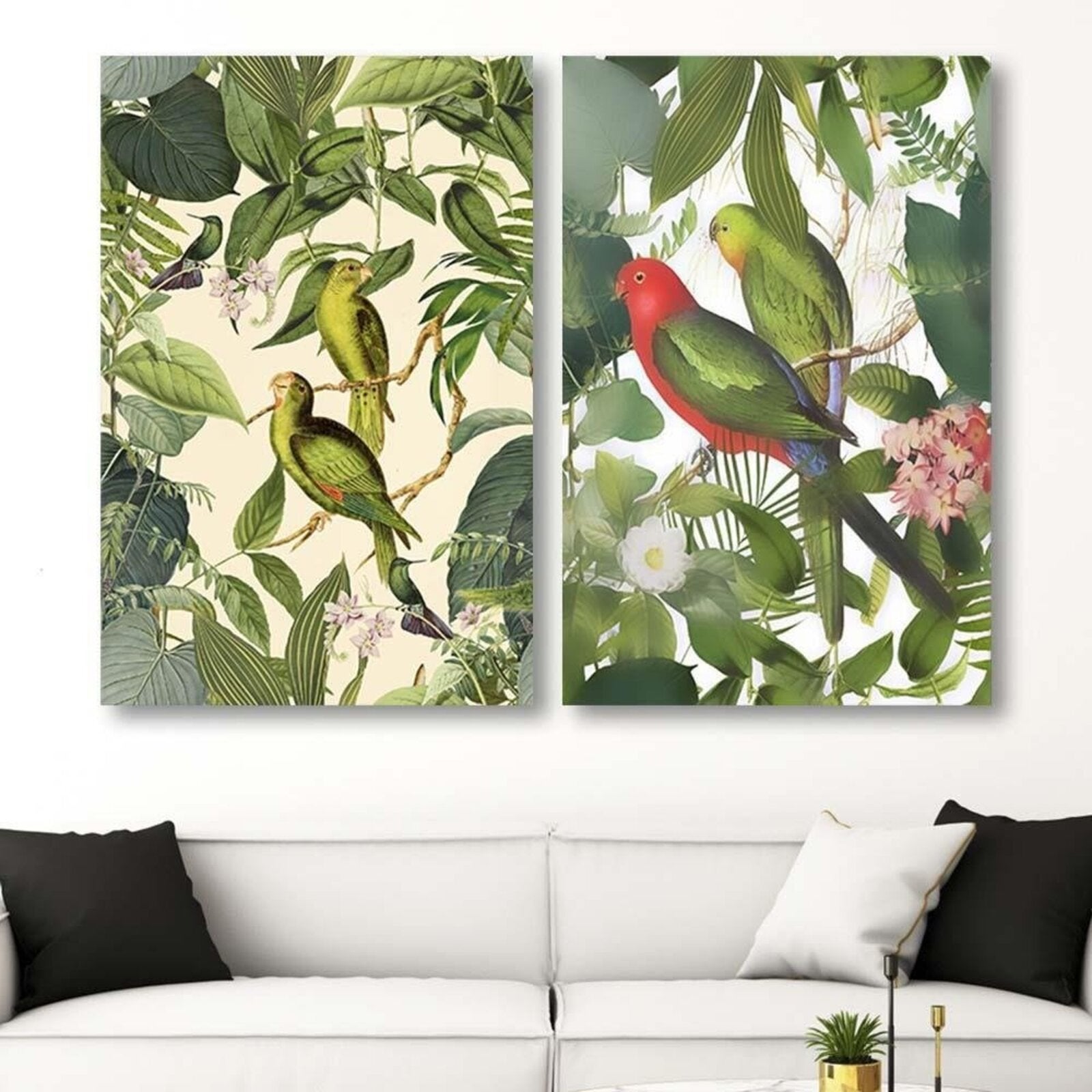 Tableau perroquets dans les feuilles - 70 x 100 cm - 4