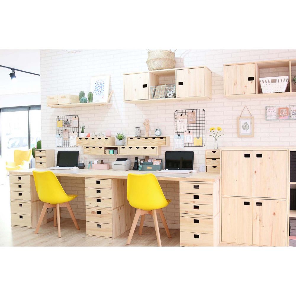 Cube de rangement en pin massif 36X33X36cm- - 4