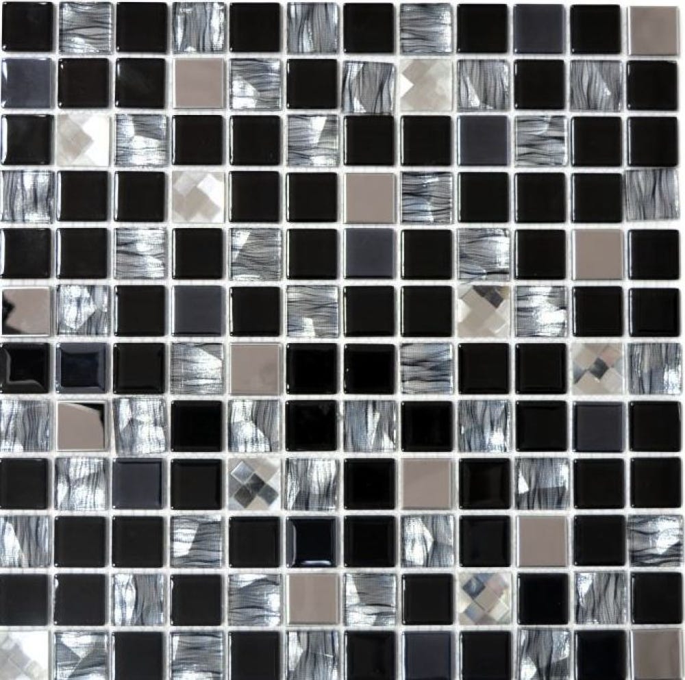 Mosaïque Gris Noir Strié Alu et Verre AL09, 30,5x30,5x0,8cm Mosaïque Gris Noir Strié Alu et Verre AL09, 30,5x30,5x0,8cm