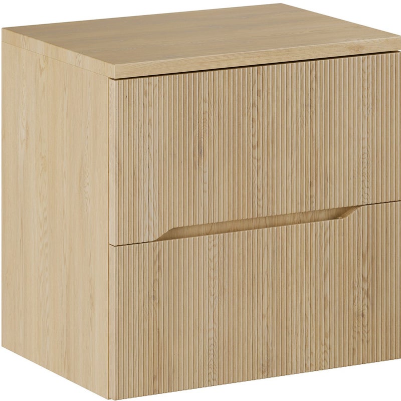 Szafka łazienkowa Nordic Cremona 60 cm dąb ryflowana MDF z blatem