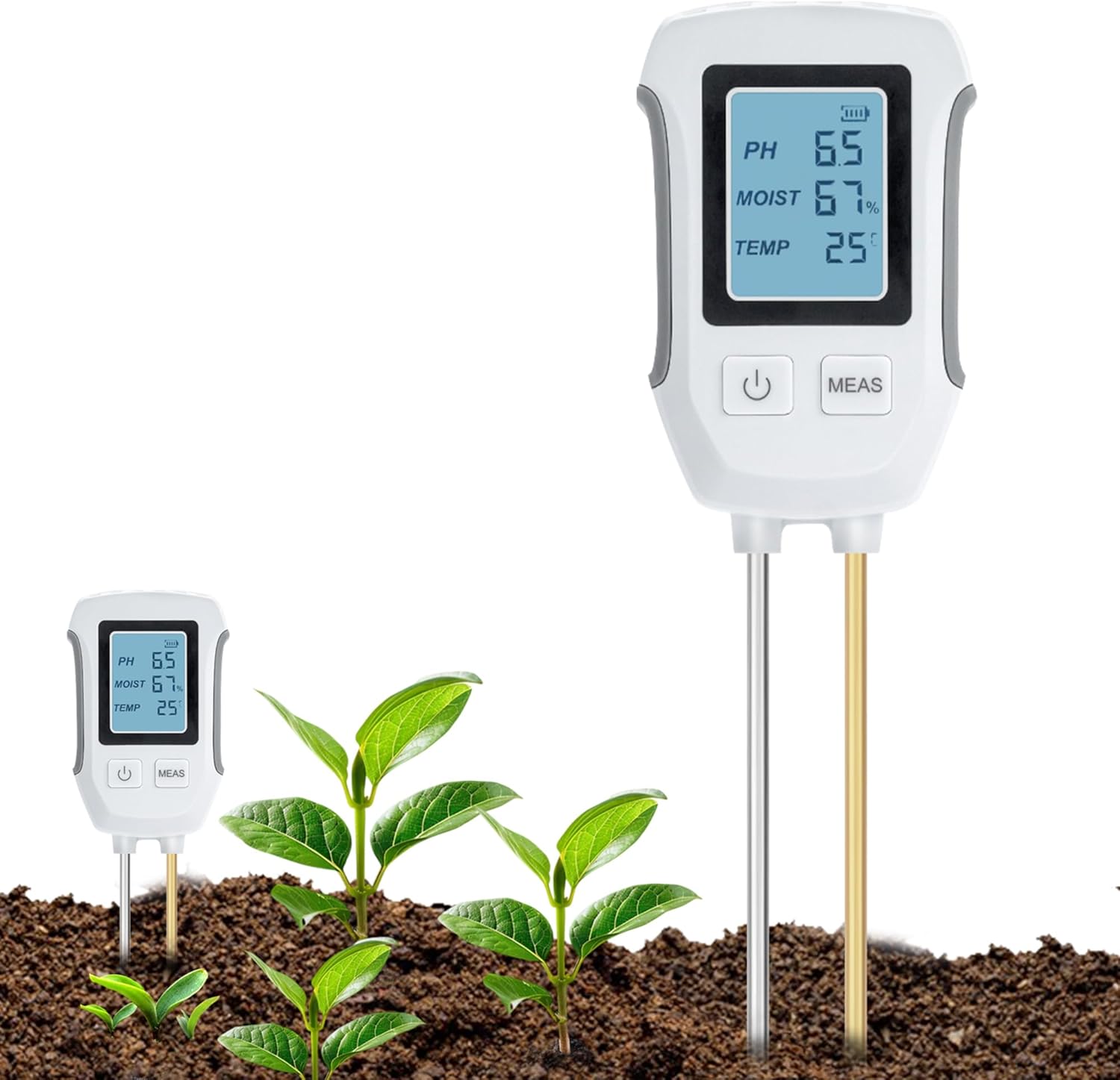 3 w 1 tester pH gleby, detektor kwasowości i zasadowości gleby z podświetlanym wyświetlaczem LCD, mierzy temperaturę i wilgotność