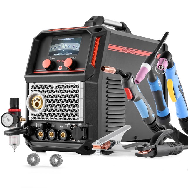 Poste à souder 5 en 1 VEVOR 220 V, 200 A MIG pulsé, plasma 50 A, TIG, MMA, MIG gaz/fil fourré, synergique, alu, pistolet bobine compatible