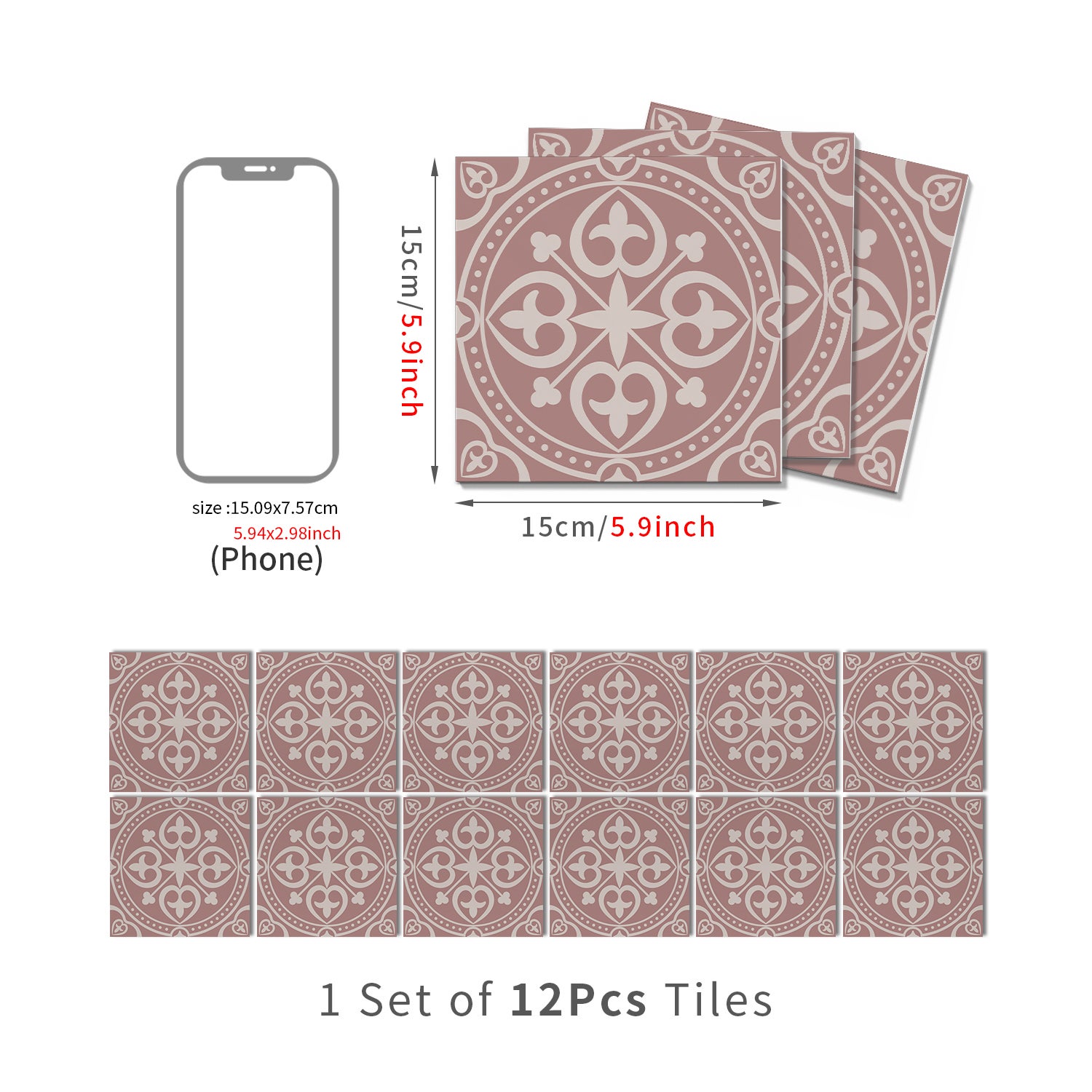 Lot de 12 panneaux muraux 3D autocollants, Crédence adhésive, Autocollants décoratifs, Imperméables et résistants à la chaleur, 15 cm x 15 cm - 4