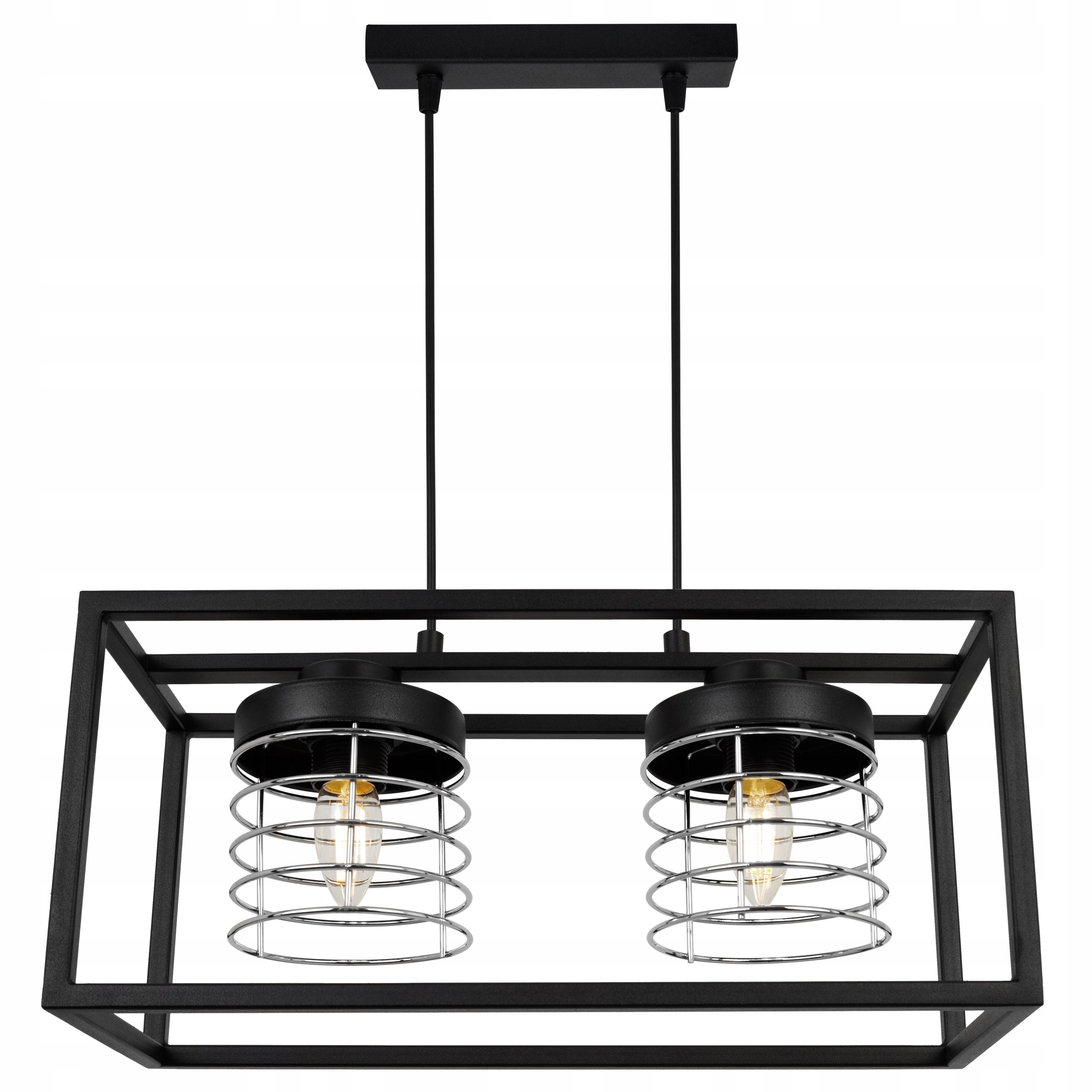 Lampa sufitowa wisząca Rasti Cage modern 2xE27 abażur walec druciak srebrny Light Home LH