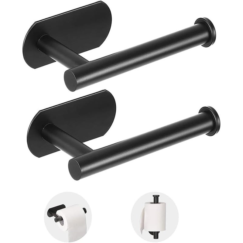 Zestaw dwóch samoprzylepnych, nie wymagających wiercenia uchwytów na papier toaletowy montowanych na ścianie do łazienek i toalet (czarne).