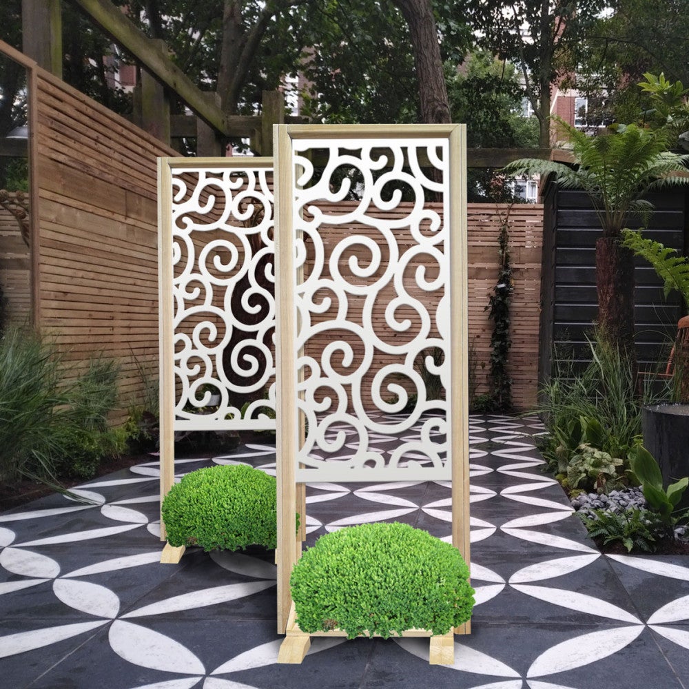 GHIRIGORI - Separè - Wolnostojący modułowy ekran - 70x190cm - Wykonany z drewna i PVC, kolor wewnętrzny BIAŁY