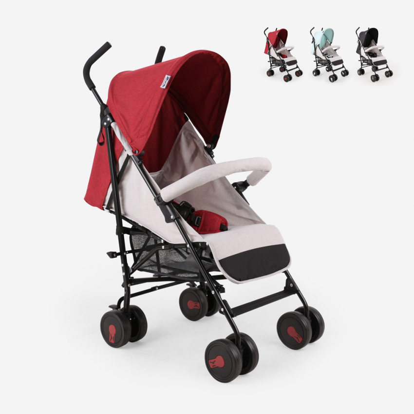 Poussette canne enfants 15 kg pliable dossier inclinable 4 roues Buggago Rouge Leroy Merlin