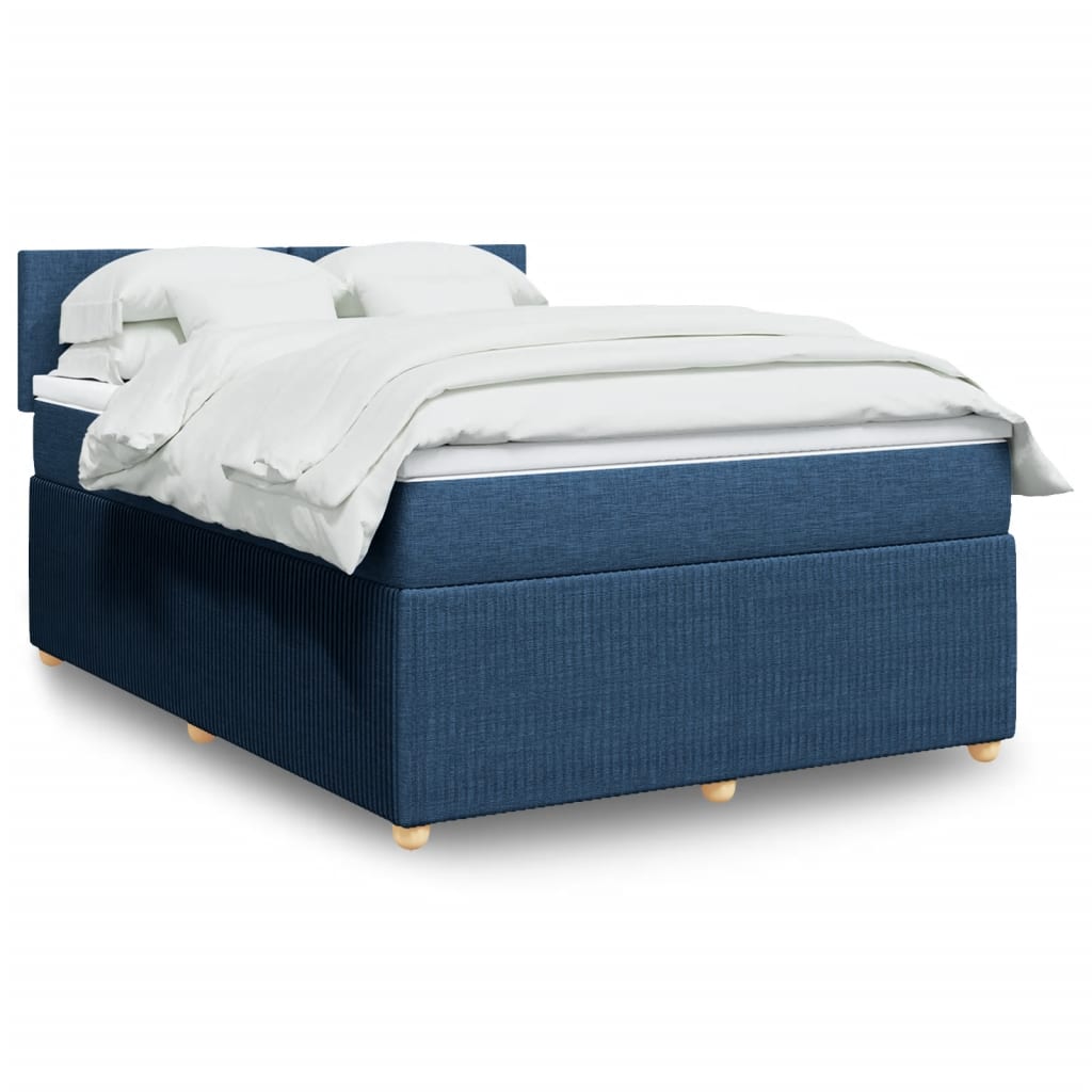 Sommier à lattes de lit avec matelas Bleu 160x200 cm Tissu — COMFORTXL - 2